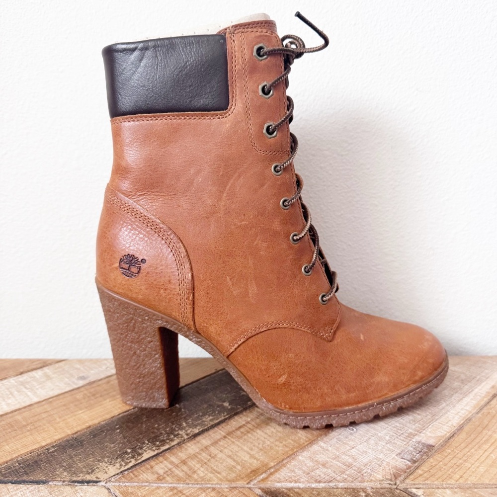 Timberland Glancy Tan Leather Heeled Boots - Picture 6 of 12